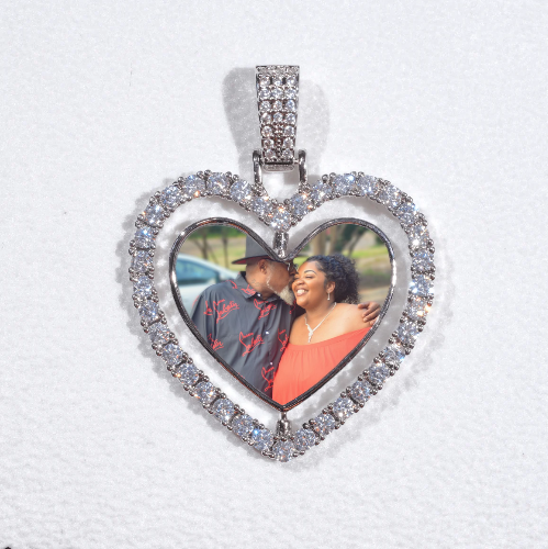 3D Spinning 2-Faced Heart Custom Picture Pendant