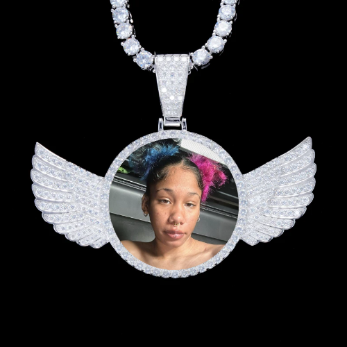925S & VVS Moissanite 3D Wing Custom Picture Pendant