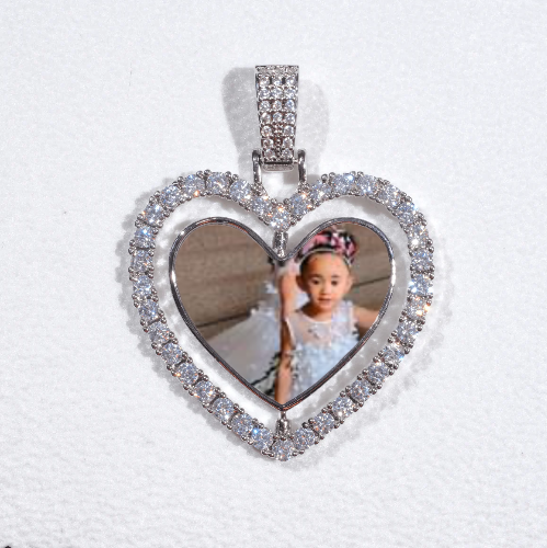 3D Spinning 2-Faced Heart Custom Picture Pendant