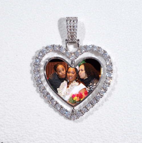 3D Spinning 2-Faced Heart Custom Picture Pendant