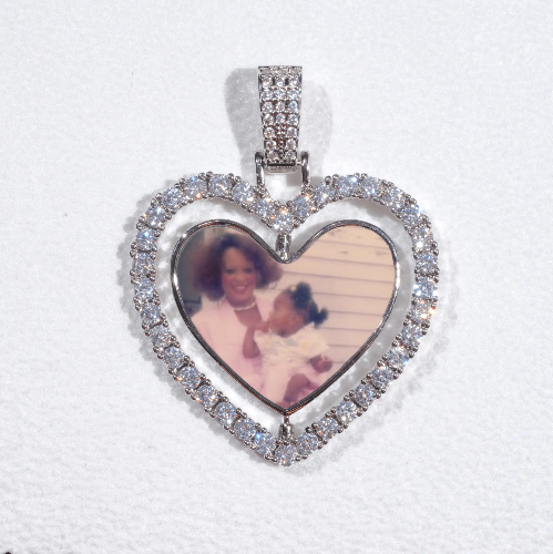 3D Spinning 2-Faced Heart Custom Picture Pendant