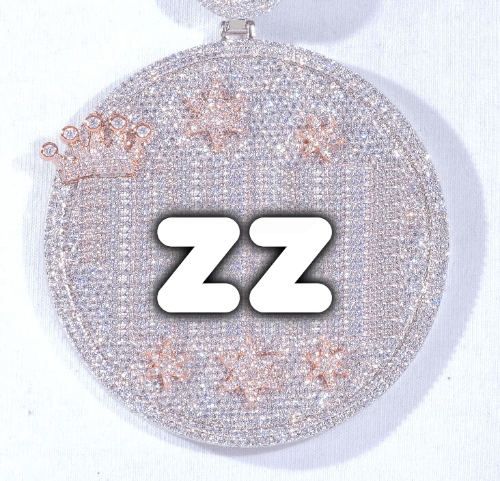 CUSTOM LETTER NECKLACE 3D BIG CROWN DISC