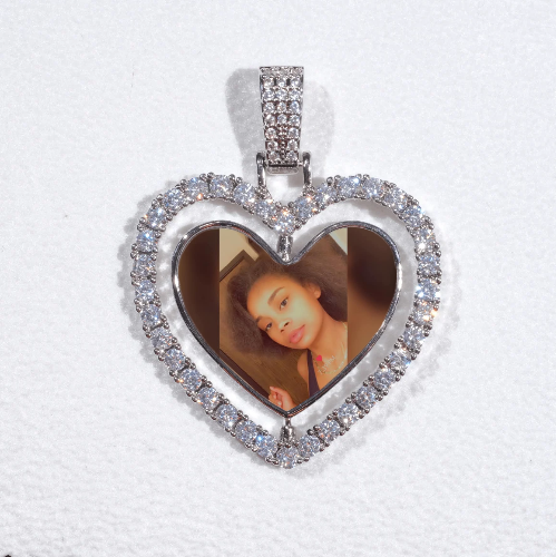 3D Spinning 2-Faced Heart Custom Picture Pendant