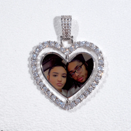 3D Spinning 2-Faced Heart Custom Picture Pendant