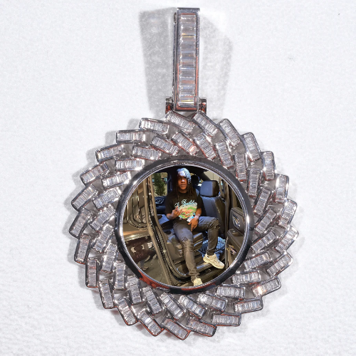 Large 3D Baguette Custom Picture Pendant