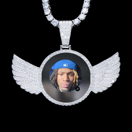 925S & VVS Moissanite 3D Wing Custom Picture Pendant