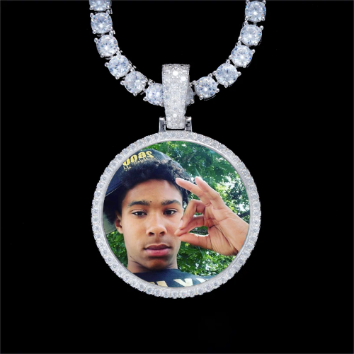 925S & VVS Moissanite 3D Circle Custom Picture Pendant