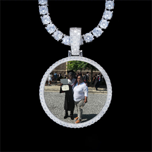 925S & VVS Moissanite 3D Circle Custom Picture Pendant