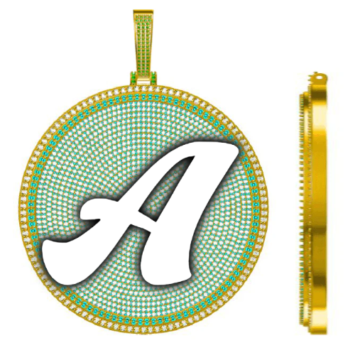 CUSTOM LETTER NECKLACE 3D BIG DISC