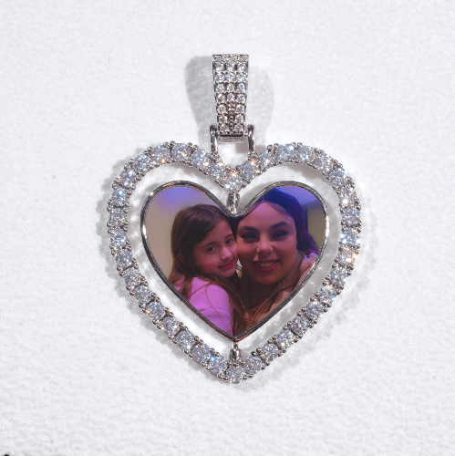 3D Spinning 2-Faced Heart Custom Picture Pendant