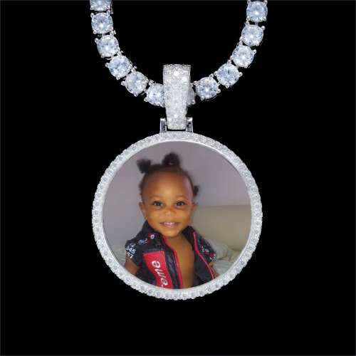 925S & VVS Moissanite 3D Circle Custom Picture Pendant