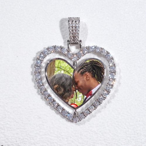 3D Spinning 2-Faced Heart Custom Picture Pendant