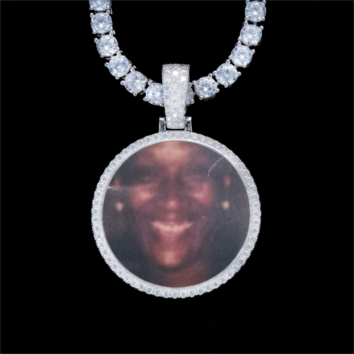 925S & VVS Moissanite 3D Circle Custom Picture Pendant