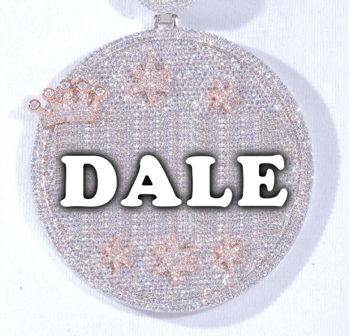 CUSTOM LETTER NECKLACE 3D BIG CROWN DISC