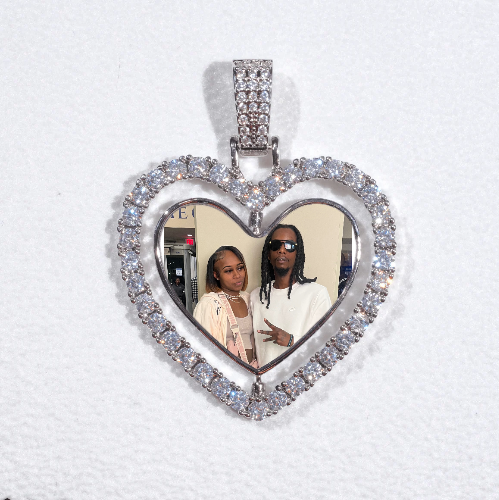 3D Spinning 2-Faced Heart Custom Picture Pendant