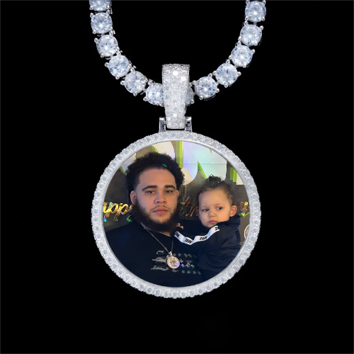 925S & VVS Moissanite 3D Circle Custom Picture Pendant