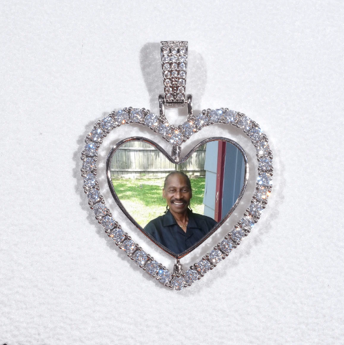3D Spinning 2-Faced Heart Custom Picture Pendant