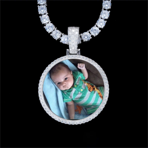925S & VVS Moissanite 3D Circle Custom Picture Pendant