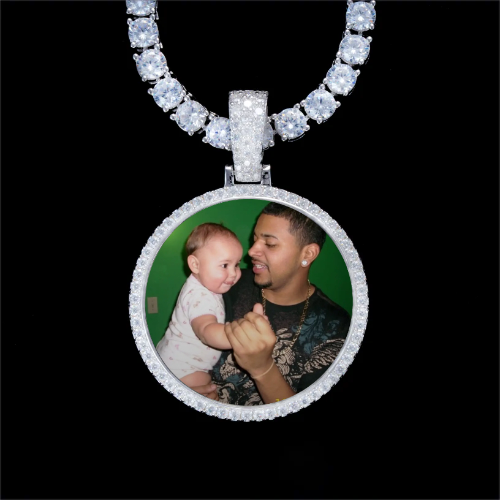 925S & VVS Moissanite 3D Circle Custom Picture Pendant