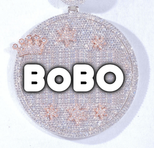 CUSTOM LETTER NECKLACE 3D BIG CROWN DISC