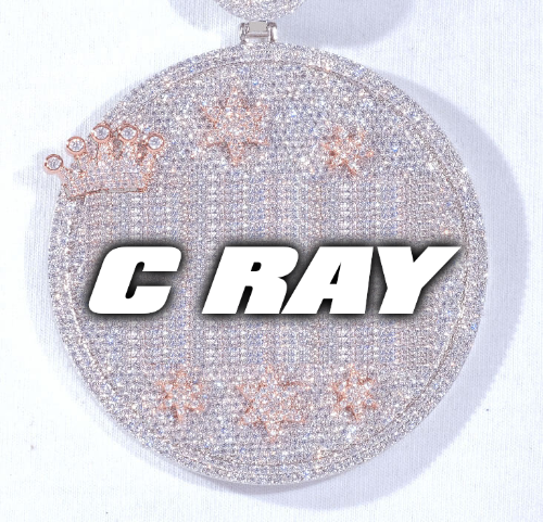 CUSTOM LETTER NECKLACE 3D BIG CROWN DISC