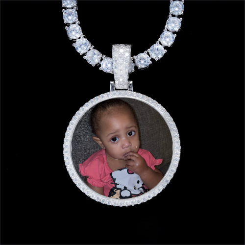 925S & VVS Moissanite 3D Circle Custom Picture Pendant