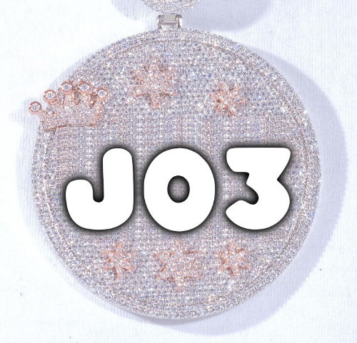 CUSTOM LETTER NECKLACE 3D BIG CROWN DISC