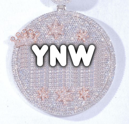 CUSTOM LETTER NECKLACE 3D BIG CROWN DISC