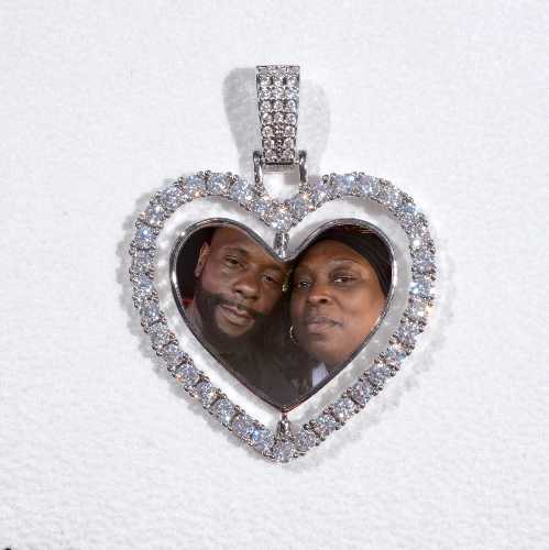 3D Spinning 2-Faced Heart Custom Picture Pendant