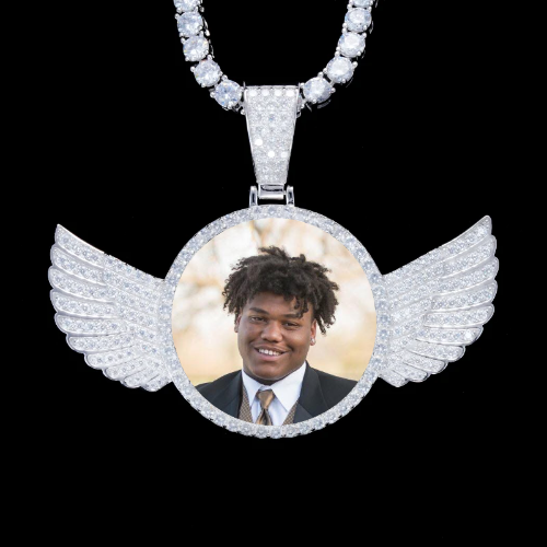 925S & VVS Moissanite 3D Wing Custom Picture Pendant