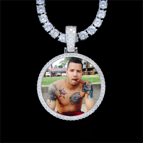 925S & VVS Moissanite 3D Circle Custom Picture Pendant