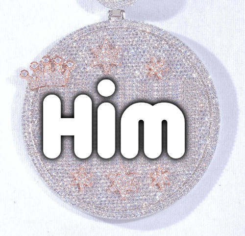 CUSTOM LETTER NECKLACE 3D BIG CROWN DISC