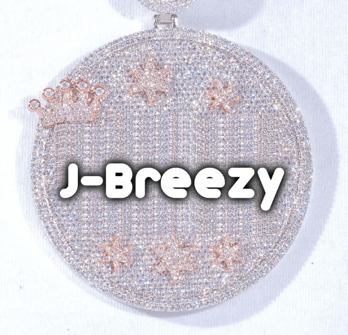 CUSTOM LETTER NECKLACE 3D BIG CROWN DISC