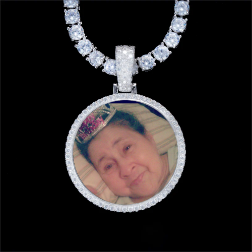 925S & VVS Moissanite 3D Circle Custom Picture Pendant