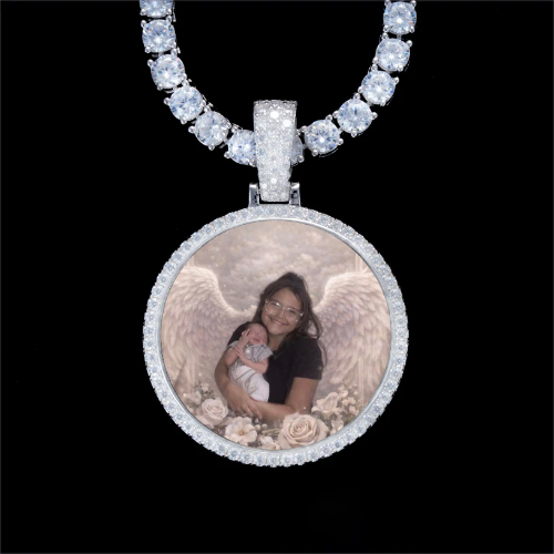 925S & VVS Moissanite 3D Circle Custom Picture Pendant