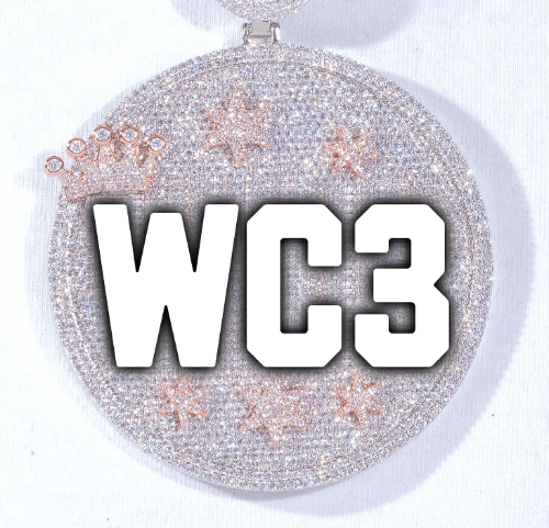 CUSTOM LETTER NECKLACE 3D BIG CROWN DISC