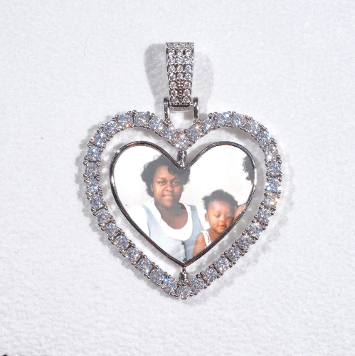 3D Spinning 2-Faced Heart Custom Picture Pendant