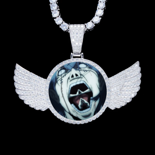 925S & VVS Moissanite 3D Wing Custom Picture Pendant