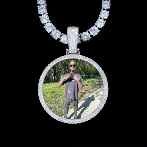925S & VVS Moissanite 3D Circle Custom Picture Pendant