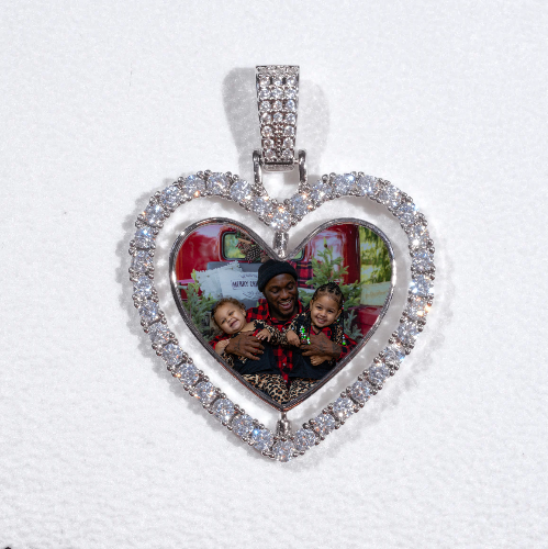 3D Spinning 2-Faced Heart Custom Picture Pendant