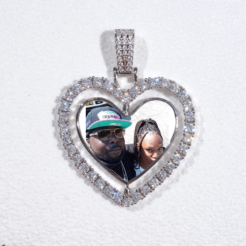 3D Spinning 2-Faced Heart Custom Picture Pendant