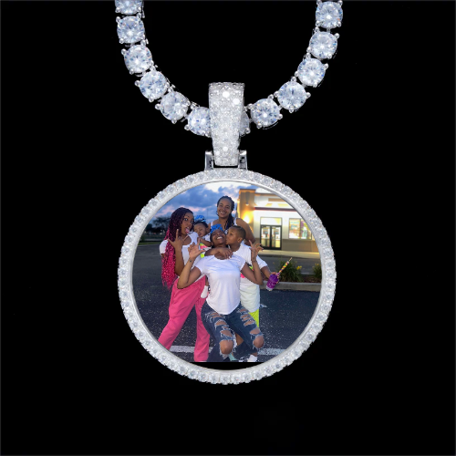 925S & VVS Moissanite 3D Circle Custom Picture Pendant