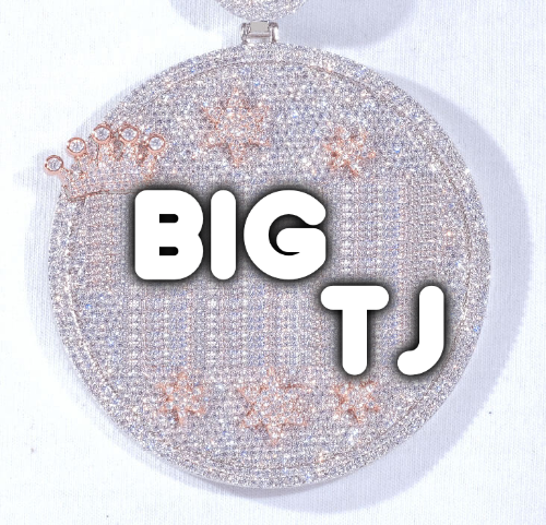 CUSTOM LETTER NECKLACE 3D BIG CROWN DISC