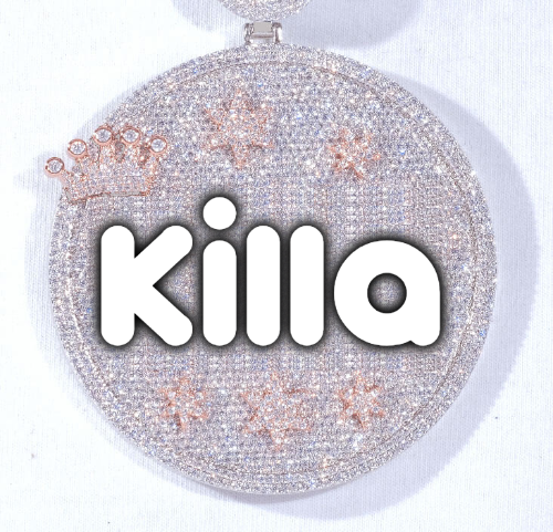 CUSTOM LETTER NECKLACE 3D BIG CROWN DISC