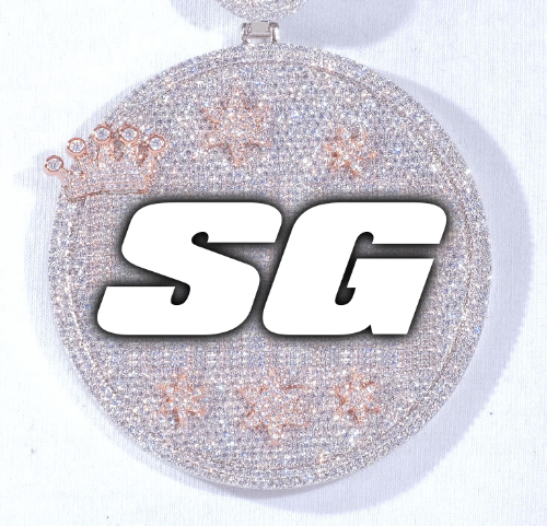 CUSTOM LETTER NECKLACE 3D BIG CROWN DISC