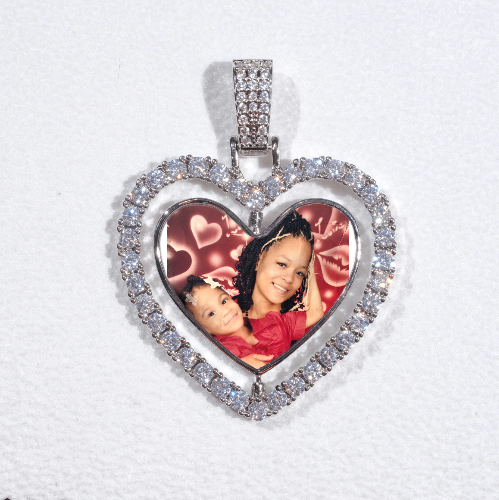 3D Spinning 2-Faced Heart Custom Picture Pendant
