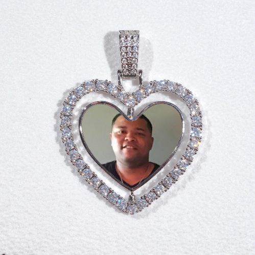 3D Spinning 2-Faced Heart Custom Picture Pendant