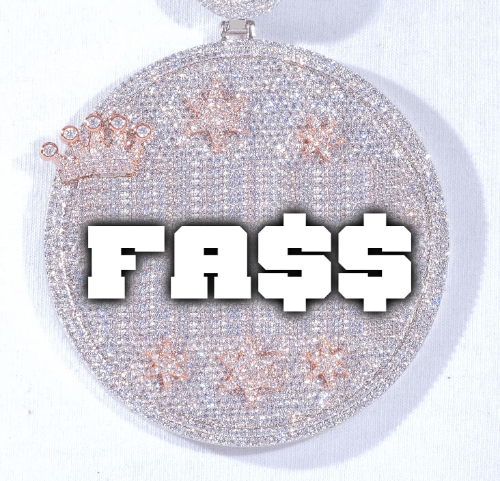 CUSTOM LETTER NECKLACE 3D BIG CROWN DISC