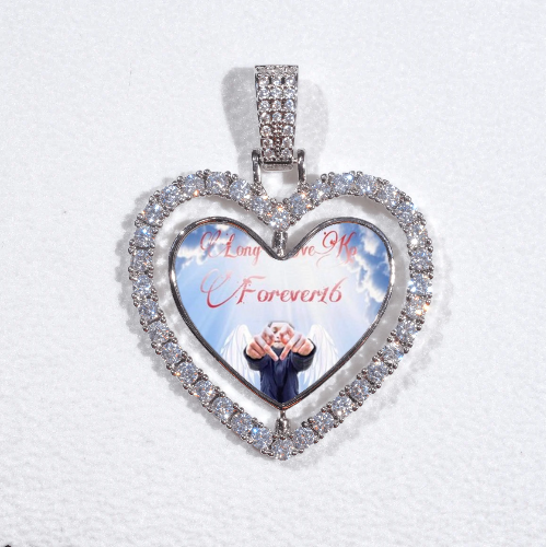3D Spinning 2-Faced Heart Custom Picture Pendant