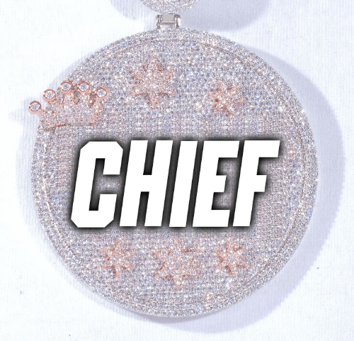 CUSTOM LETTER NECKLACE 3D BIG CROWN DISC